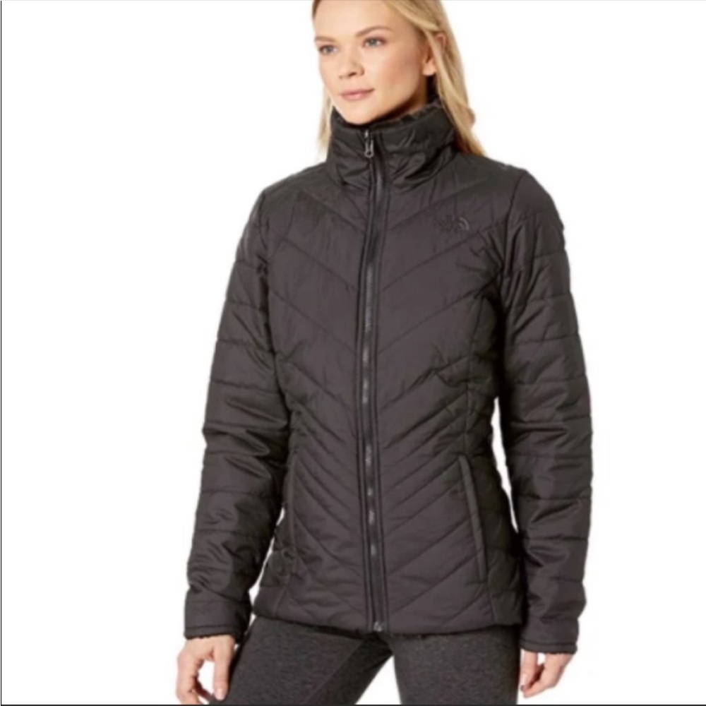 The North Face Reversible Fleece Insulated Mossbud Black Winter Coat Puffer